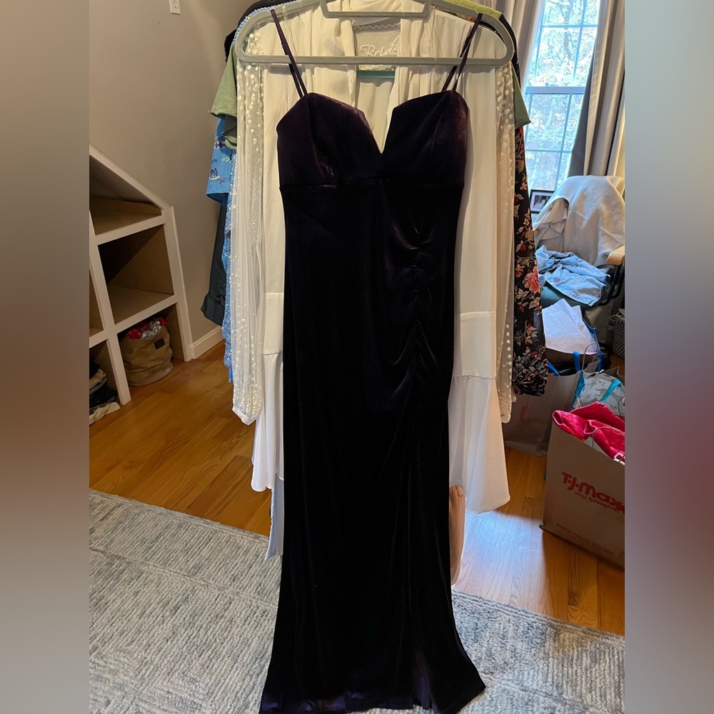 Elegant Purple Velvet Evening Gown